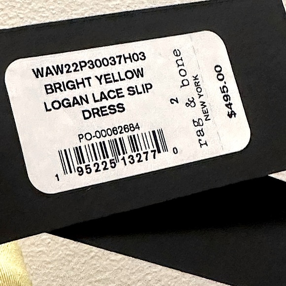 New With Tags rag & bone Yellow Silk Slip Dress Midi, Size 2/XS - Picture 8 of 10